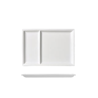 JUSTWHITE-PIATTO 2 SCOMPARTI RETTANGOLARE CM.31X22