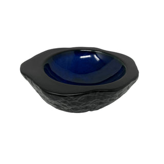 MADEIRA-COPPA CONCAVA EFFETTO PIETRA CM.24,5X20,5 NERO-BLU IN PORCELLANA