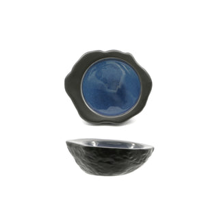MADEIRA-COPPA CONCAVA EFFETTO PIETRA CM.24,5X20,5 NERO-BLU IN PORCELLANA