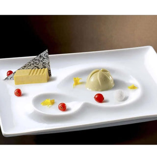 SELECTA-PIATTO PIANO GOURMET RETTANGOLARE CM.30,6X20,7 BIANCO IN PORCELLANA