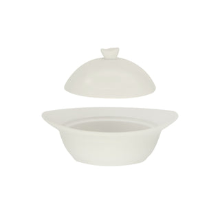 COCOTTE BIANCA OVALE CON COPERCHIO CM.16,6X14,3XH.9