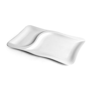 GOURMET-PIATTO PORCELLANA BIANCO RETTANGOLARE 2 SCOMPARTI CM.37X24