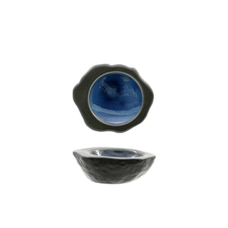 MADEIRA-COPPA CONCAVA EFFETTO PIETRA CM.24,5X20,5 NERO-BLU IN PORCELLANA